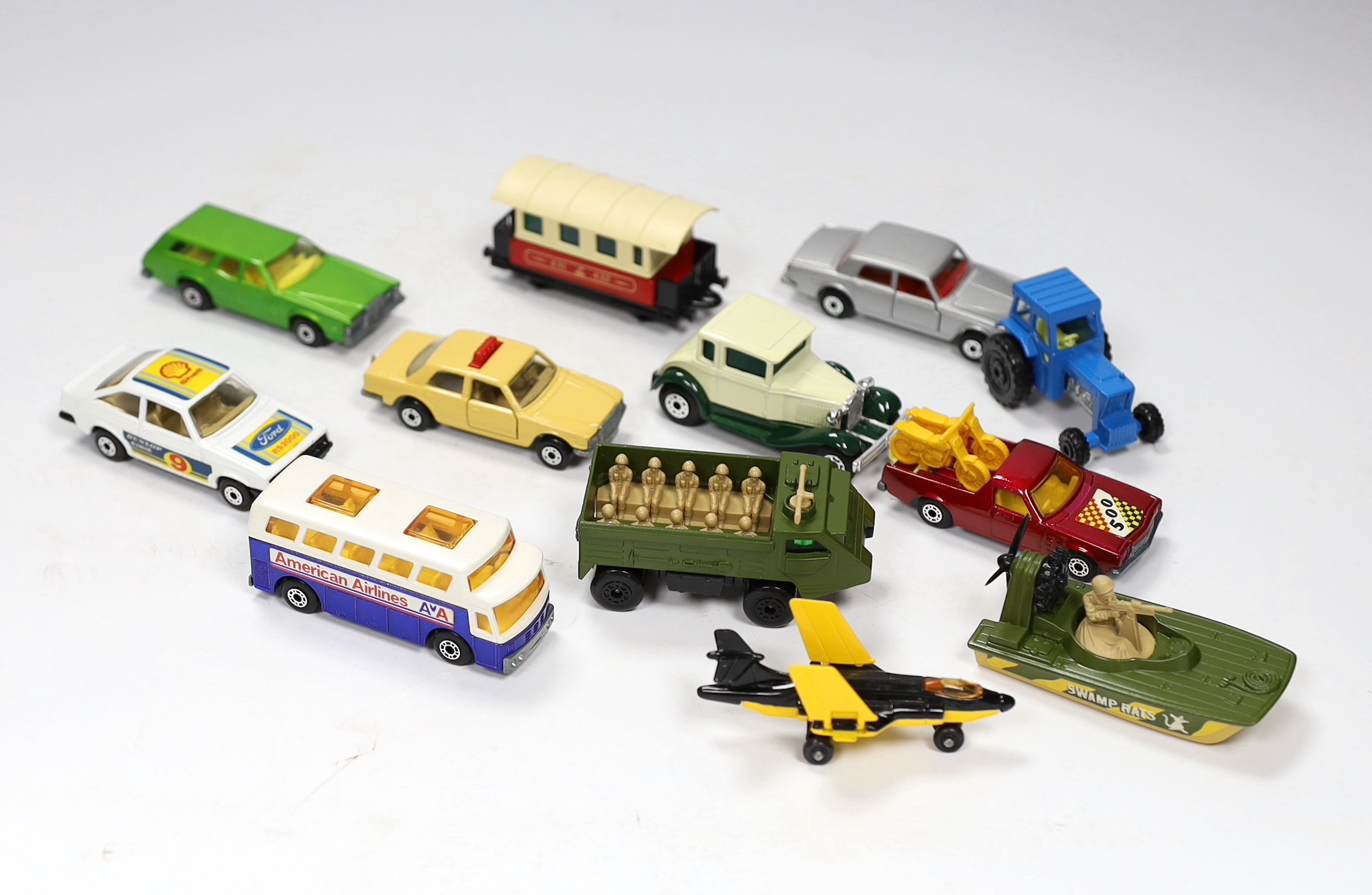 Twelve boxed Matchbox Superfast 1-75 New series diecast vehicles